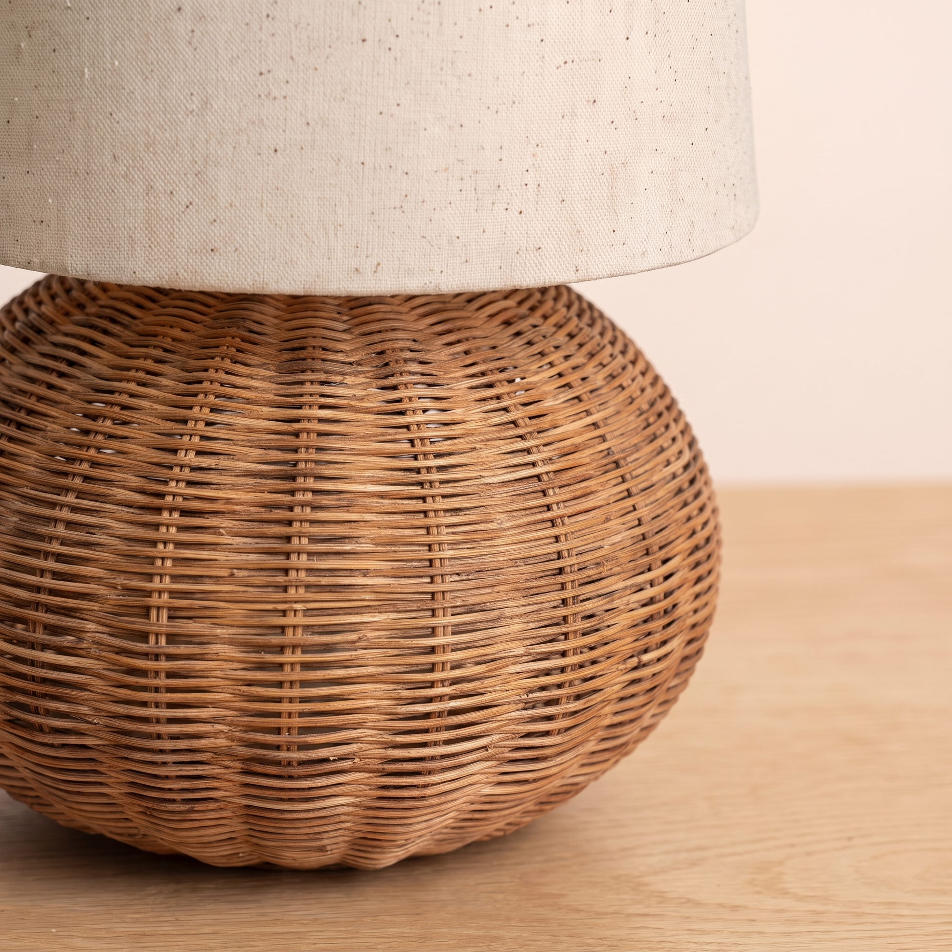 Close up of the Braxton Rattan Table Lamp woven base