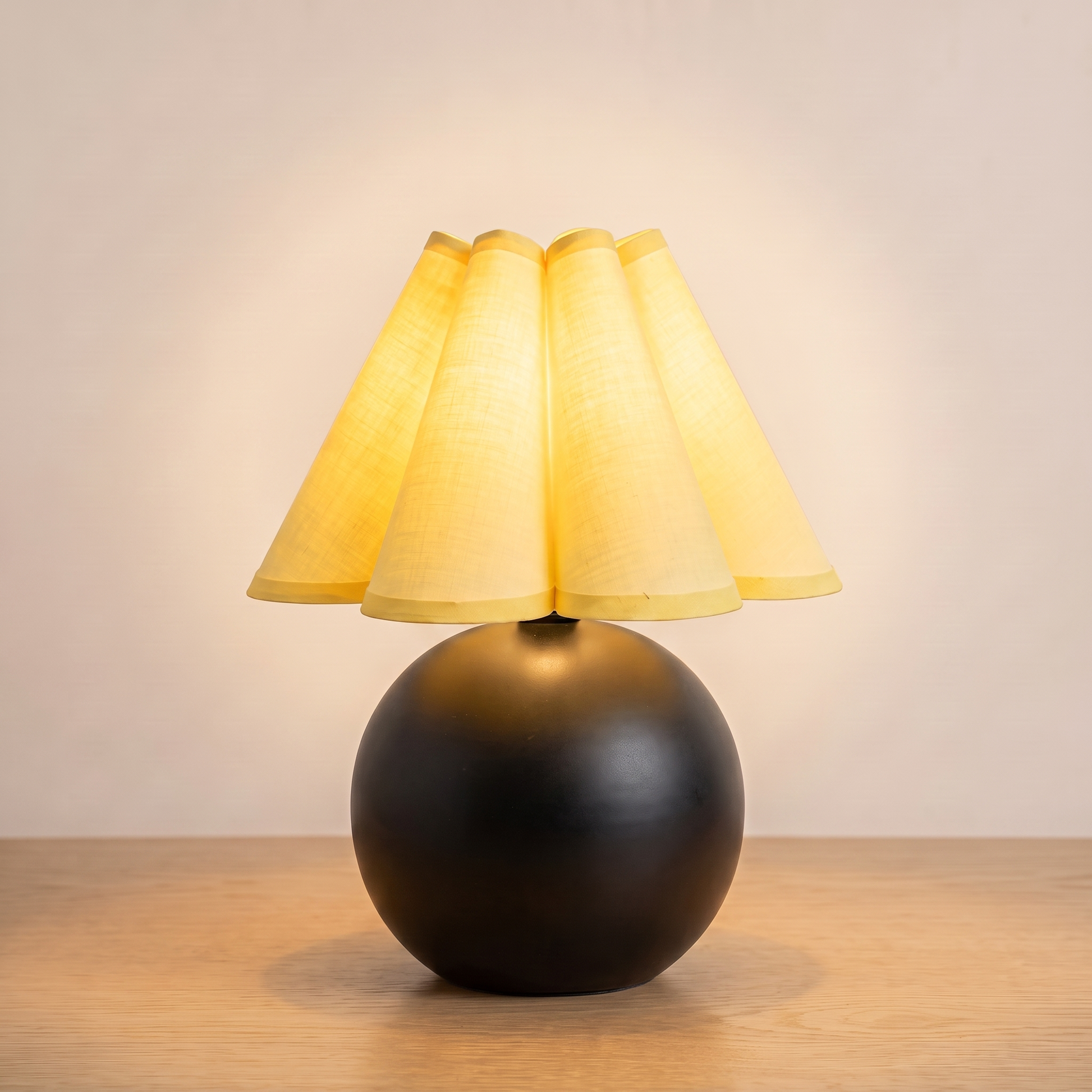 Sunburst Table Lamp switched on with a warm glow