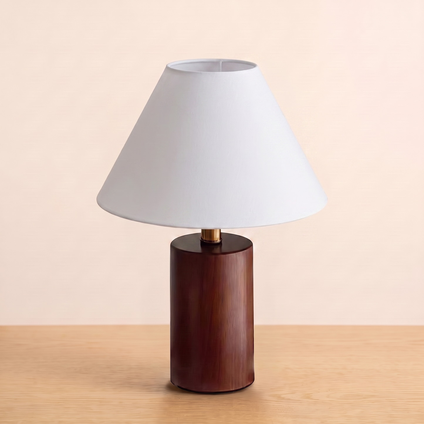 Retro Wood Table Lamp with the white shade