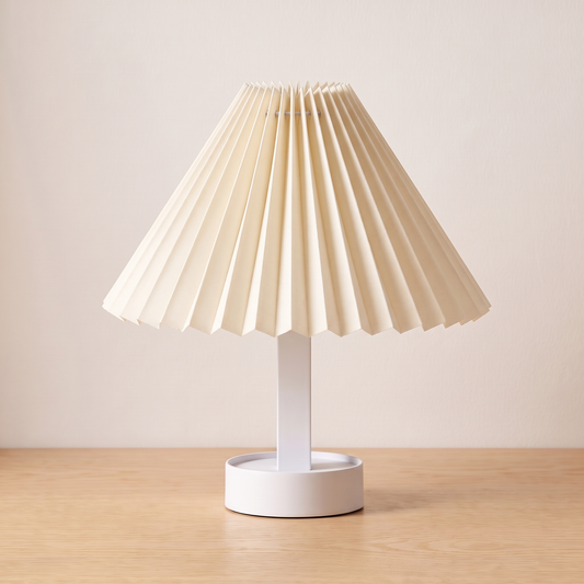 Adjustable Dual-Shape Retro Table Lamp in yellow, opened into the lamp shape